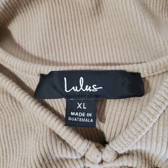 Lulus Go With You Ribbed Ruched Cutout Bodycon Mini Dress Womens Size XL Beige - Picture 7 of 10